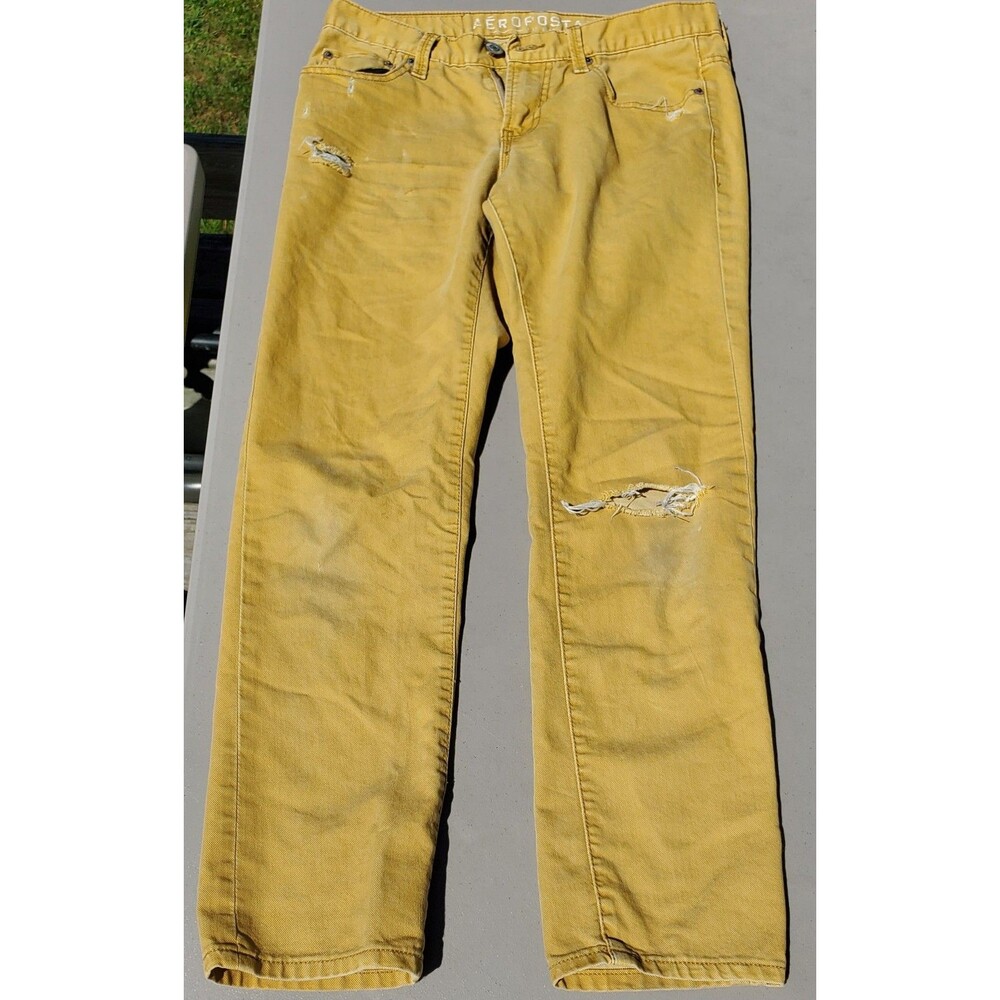 Aeropostale Mustard Distressed Mens Jeans Size 30x30